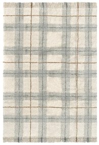 Ръчно изработен памучен килим подходящ за пране в кремав и светлозелен цвят 140x190 cm Tartan Blue Sage – Lorena Canal