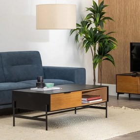 Масичка за кафе от ясен в черен и естествен цвят 60x124 cm Orleans - Ixia