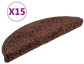 133895 vidaXL Изтривалки за стълби, 15 бр., 56x17x3 см, кафяви, полукръгли