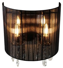 Класически стенен аплик хром с черен абажур - Ann-Kathrin 2