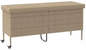 4103834 vidaXL Градинска кутия за съхранение с колела Бежова 160x55x75 cm