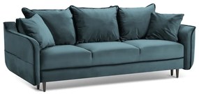 Разтегателен диван от кадифе в бензиново синьо Basso - Kooko Home