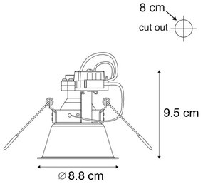 Комплект от 6 модерни вградени спота черни, въртящи се и накланящи се - Alloy