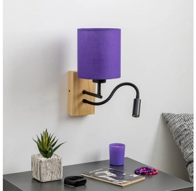 Brilagi - LED Аплик NUBILA WOOD 1xE27/25W/230V + LED/3W дъб/лилава