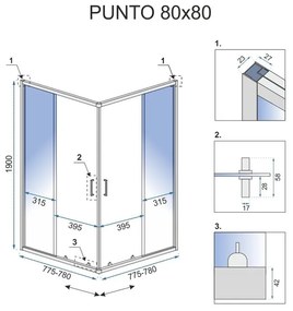 Душ кабина  Rea Punto Black 80x80