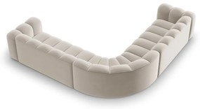 Кремав кадифен модулен ъглов диван Lupine – Micadoni