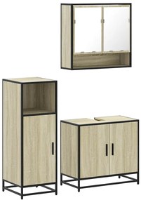 3300976 vidaXL Комплект шкафове за баня от 3 части дъб сонома инженерно дърво