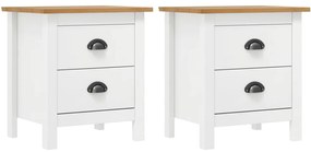 Sonata H Нощни шкафчета Hill 2 бр бели 46x35x49,5 см борово дърво масив