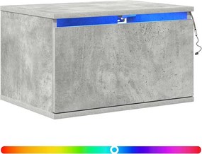 836832 vidaXL Нощно шкафче за стена с LED осветление, бетонно сиво