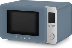 Комбинирана микровълнова фурна с горещ въздух SMEG Collezione MOC02SBMEU, 900W, 27 л, 25 програми, Плавно затваряне, Индивидуални настройки, Син