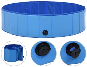 170826 vidaXL Сгъваем басейн за кучета, син, 120x30 см, PVC