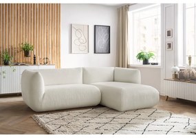 Ъглов диван от бял велур (десен ъгъл) Lecomte - Bobochic Paris