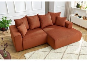 Оранжев кадифен ъглов диван Enjoy – Bobochic Paris