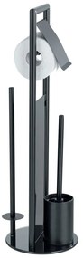 Черна поставка за тоалетна хартия стойка с четка от неръждаема стомана Ravina – Wenko