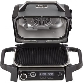 Електрическа скара опушвач Ninja OG701EU, 2400W, До 260C, Вътрепно аминово керамично покритие, Woodfire, Сив