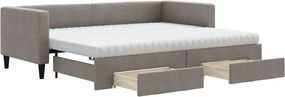 3196630 vidaXL Канапе с изтеглящо легло и чекмеджета таупе 80x200 см плат