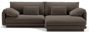 Кафяв кадифен ъглов диван (десен ъгъл) Torino – Micadoni