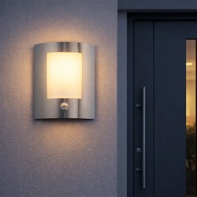 Модерна външна стенна лампа стомана сензор за движение IP44 - Emmerald 1