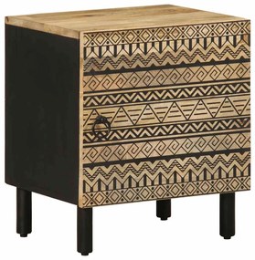 4018624 vidaXL Нощно шкафче, черен, 40x33,5x46 см, грубо мангово дърво масив