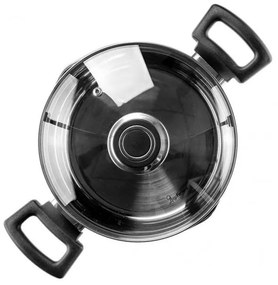 Дълбока тенджера Luigi Ferrero Sophia FR-3407, 20x18 см, 5.6 л, Стомана 18/10, Стъклен капак с отвор за пара, Индукция, Инокс