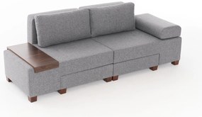Троен разтегателен диван Perenna Linen, цвят Сив