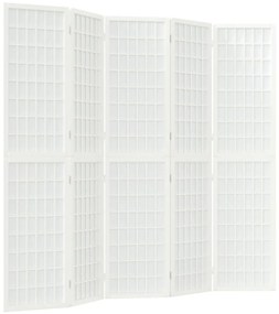 352089 vidaXL Параван за стая, 5 панела, в японски стил, 200x170 cм, бял
