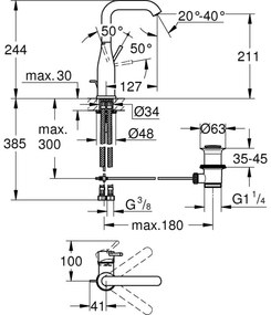 Смесител за мивка Grohe Essence New L-size-Златен Гланцово