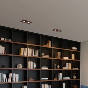 Заоблен вграден прожектор тъмен бронз GU10 50mm въртящ се и накланящ се IP44 2-светлини - Alberto