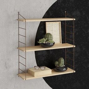Стелаж Armoni от меламин - метална стена в сапфирен дъб - кафяв цвят 72x20x85см.