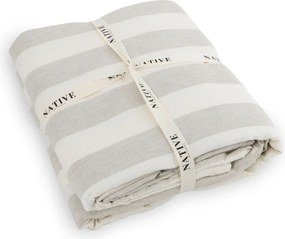 Светлосиво/кремаво двойно ленено спално бельо 200x200 cm Natural Stripes – Native Natural