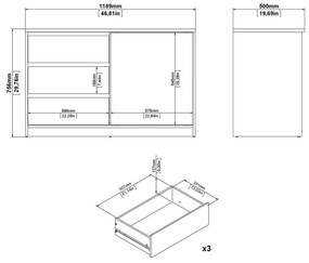 Скрин от дъбов декор с плъзгащи се врати в естествен цвят 119x76x50 cm Naia – Tvilum