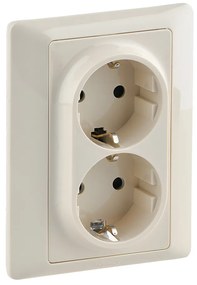 Legrand 755703 Двоен контакт Valena Life с рамка 2X2P+E Schuko 16A, авт. клеми, крем,  - 755703