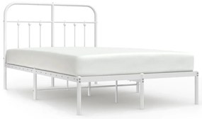 352625 vidaXL Метална рамка за легло с горна табла, бяла, 120x200 см