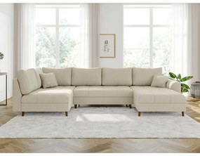 Кремав ъглов диван от рипсено кадифе (десен ъгъл/"U" форма) Ariella – Ropez