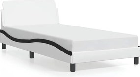 373144 vidaXL Рамка за легло Dover, бяла, черна, 100x200см, изкуствена кожа