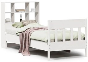3323243 vidaXL Рамка за легло без матрак, бял, 90x190 см, борово дърво масив