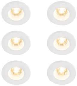 Комплект от 6 вградени спота бели 13 см кръгли - Gypsy Stucco