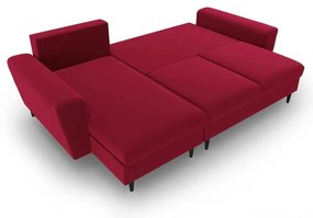 Червен кадифен разтегателен ъглов диван с място за съхранение Kyoto – Cosmopolitan Design