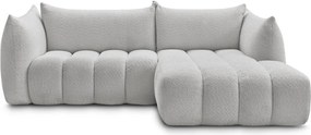 Светлосив ъглов диван от прежда с примки от букле (десен ъгъл) Azra – Bobochic Paris
