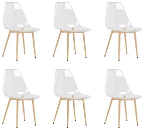 3082351 vidaXL Трапезни столове, 6 бр, прозрачни, PET
