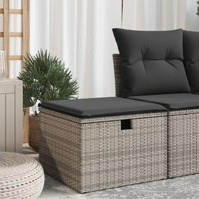 366118 vidaXL Градинска табуретка с възглавница сива 55x55x37 см полиратан