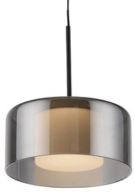 Hanglamp zwart met smoke glas incl. LED 3-lichts easylift - Rika
