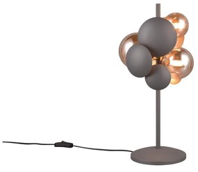 Настолна лампа със стъклен абажур в сиво-златисто (височина 50 cm) Bubble - Trio Select