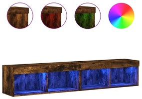 837150 vidaXL ТВ шкафове с LED осветление, 2 бр, опушен дъб, 80x30x30 см