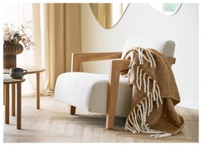 Светлокафяво одеяло със смес от вълна 130x170 cm Carmel – House Nordic