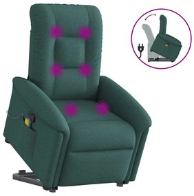 3303270 vidaXL Изправящ масажен наклоняем стол, тъмнозелен, текстил
