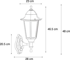 Външен стенен фенер тъмно зелен със сензор за движение IP44 - New Orleans up