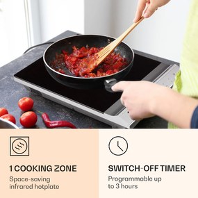 Klarstein MisterCook, готварска плоча, инфрачервена, 2000 W, 90 - 650 °C, таймер, сребърна