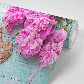 Фототапет – Божури и брезови сърчица