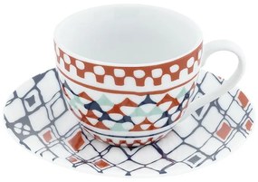 Комплект от 6 порцеланови чаши с чинийки Goji - Villa Altachiara